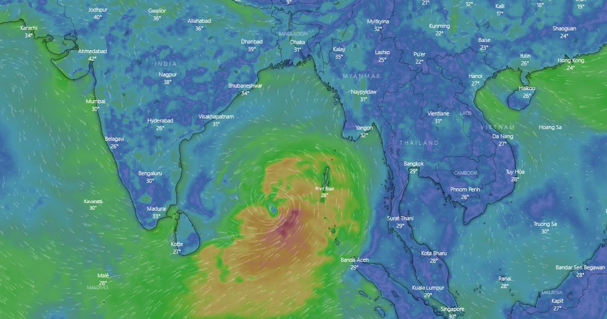 বঙ্গোপসাগরে গভীর নিম্নচাপের অবস্থান। গ্রাফিক্স: উইন্ডি ডটকম