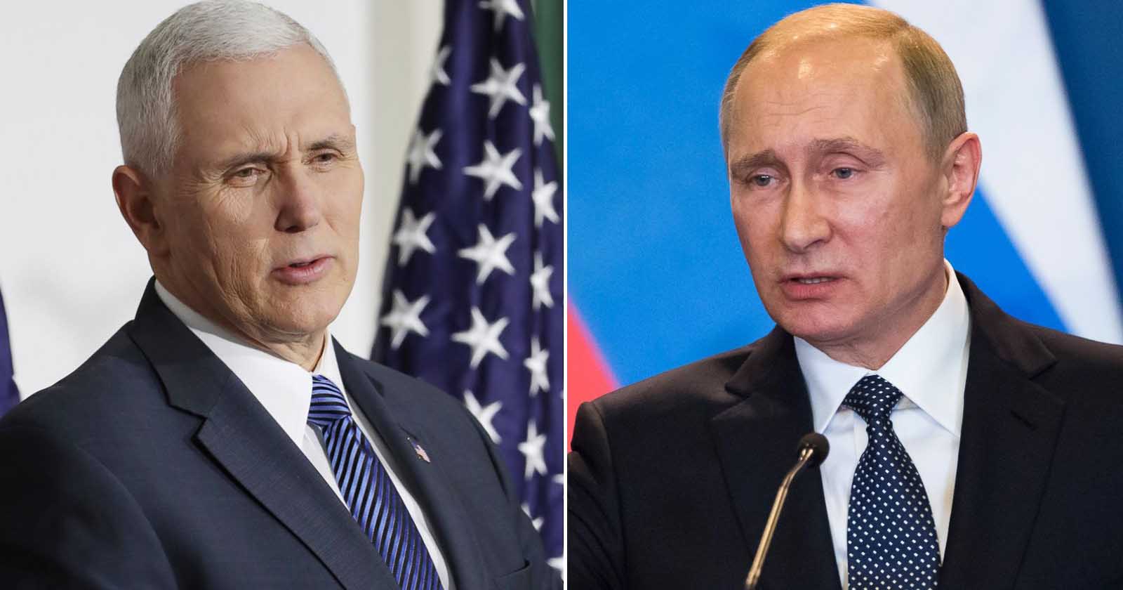 মাইক পেন্স ও ভ্লাদিমির পুতিন। ফাইল ছবি
