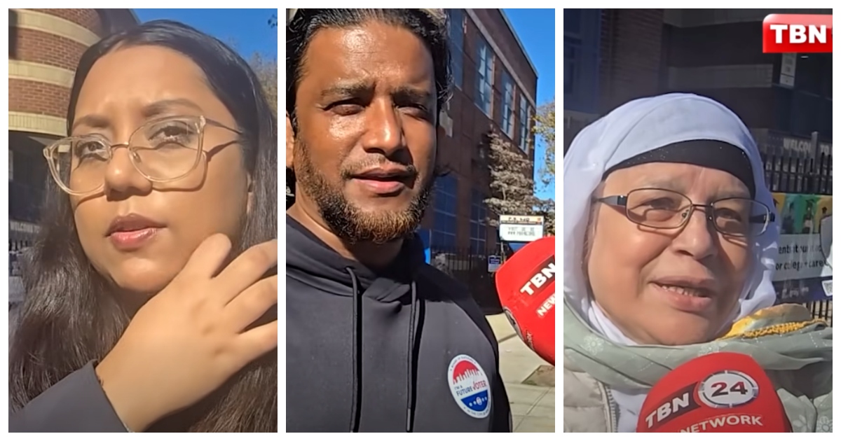 নিউ ইয়র্ক সিটি মেয়র ভোটে অংশ নেওয়া বাংলাদেশি তিন ভোটার। কোলাজ: টিবিএন