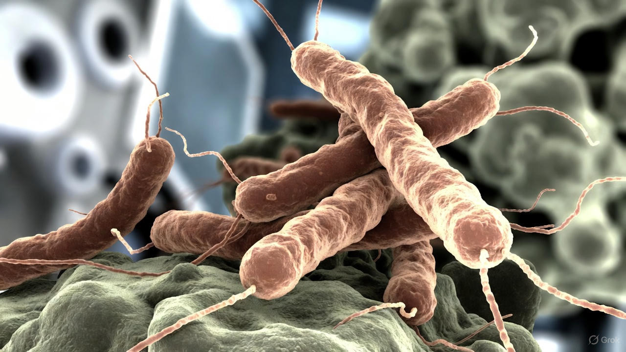 পানিবাহিত লেজিওনেলা ব্যাকটেরিয়ার এআই নির্মিত চিত্র। ছবি: গ্রোক